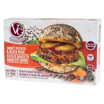 Burger végétalien artisan - Patate douce et haricots noirs