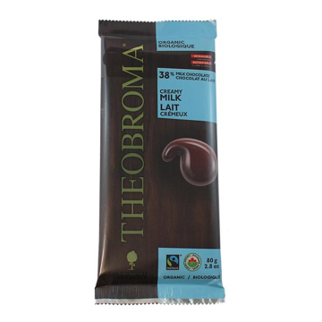 Fairtrade Organic 38% creamy milk chocolate bar